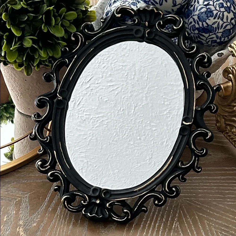 NEW! Vintage Inspired Elegant Black & Metallic Gold Oval Ornate Wall Mirror